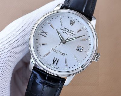 Rolex Datejust 8215 Movement 40mm RG/WG Case 316L Steel Leather Watch